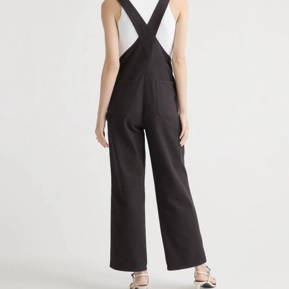Madewell Straight Leg Cotton Stretch Overalls Black NWT #5 - Picture 10 of 10